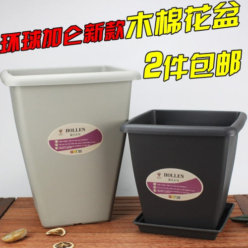 環球霍倫花盆樹脂方形高款月季盆景觀盆水泥風格大黑方木棉盆P509