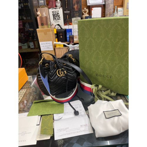 二手精品Gucci 476674水桶包側背包束口包可手提可肩背側背