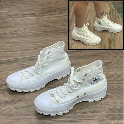 （熱賣款）正品 CONVERSE 休閒鞋 All Star Lugged 白色高筒帆布鞋 鋸齒 厚底 增高 女鞋5659