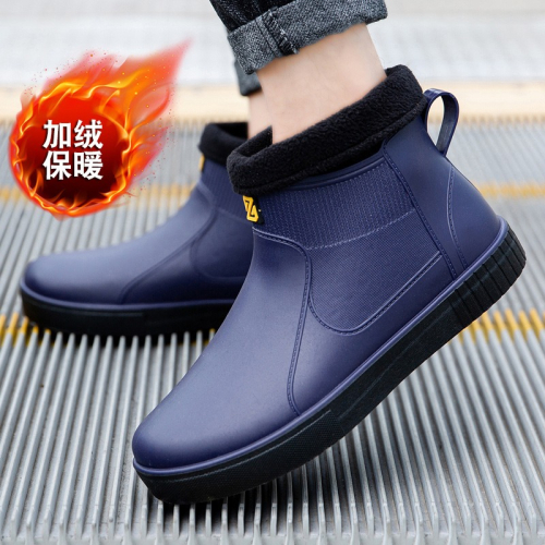 時尚雨鞋男士短筒雨靴防滑防水加絨保暖鞋短水鞋耐磨水靴釣魚男鞋