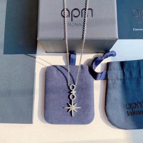 APM MONACO項鏈 多圈項鏈 六芒星項鏈 925純銀飾品 純銀項鏈 氣質時尚頸鏈 高級感項墜 鑲晶鑽可調節項鏈