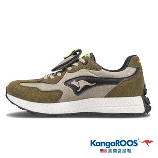 麻糬鞋屋 KangaROOS 男CRAFT科技機能NEWTRO復古潮流運動鞋 21158-墨綠 超低直購價890元