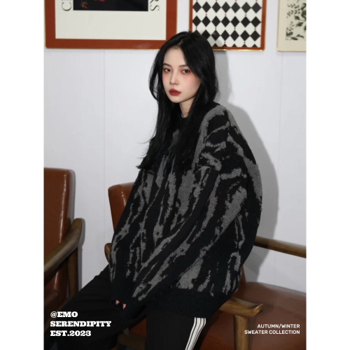 EMO50106ㅣ美式街頭提花針織衫