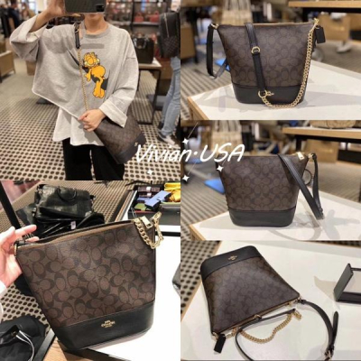 vivian美國代購✨正品 coach 女士單肩斜挎包 流蘇包 女生包包 水桶包 abby流浪包 76669
