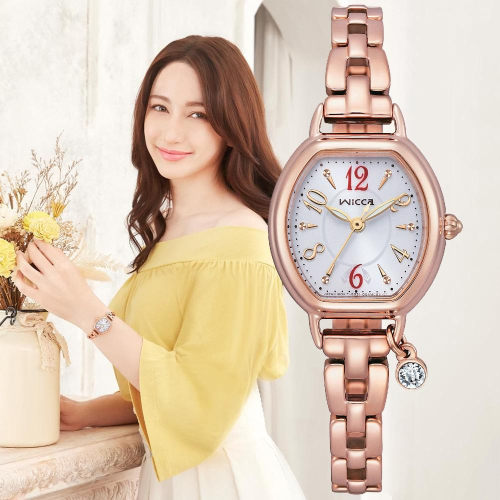 CITIZEN 星辰 wicca 公主系列 台灣限定款 太陽能酒桶型晶鑽腕錶-24mm(KP2-566-11)