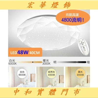 40CM 無極調光 附遙控 48W 實測4800流明 宏華燈飾 吸頂燈 中和門市 最便宜 現貨 門市達低消買4組更便宜