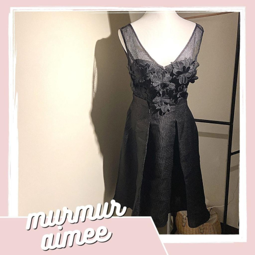 ｜禮服｜義大利 禮服裙 黑色鏤空花朵 花苞禮服裙 露背 背心洋裝 優雅 名媛明星品牌 日常禮服派對服 gm