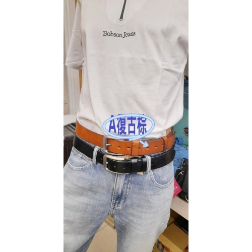 男士女士百搭真皮皮帶 耐用 堅固真皮針扣腰帶 休閒牛皮褲帶6544