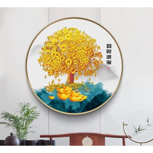 [台灣現貨含運]十字繡材料包 50*50cm中格三股 招財進寶 發財樹 滿繡 DIY 滿綉