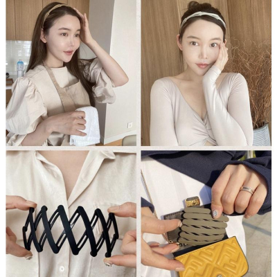 現貨 可伸縮折疊髮箍 日韓 便攜式 伸縮 髮箍 伸縮髮箍 折疊髮箍 霧面 磨砂 隨身 折疊 髮帶 髮飾 髮圈