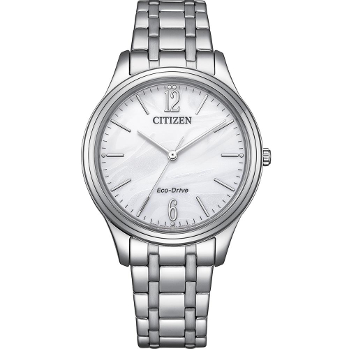 CITIZEN 星辰 光動能大三針時尚女錶 週年慶送禮首選-銀x白/34mm EM0411-71A