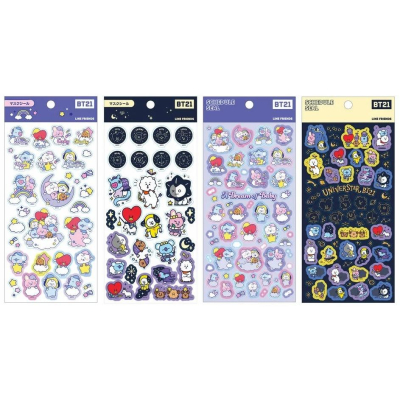 [日本製] 不織布貼紙 口罩貼紙 / 塑膠貼紙 手帳貼紙 Line Friends BT21 宇宙明星