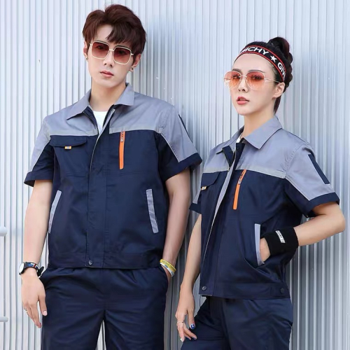 夏季短袖工作服套裝男薄款戶外汽修廠服上衣車間機電工勞動勞保服