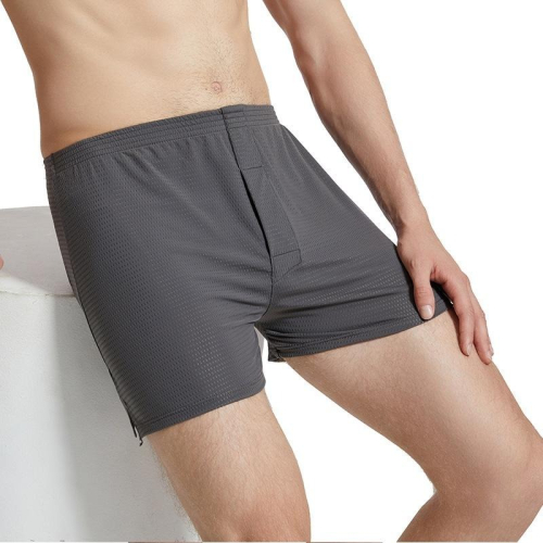 【林柏】L-3XL 冰絲 洞洞 基本款 素色 寬鬆 前開孔 阿羅褲 四角褲 男內褲 男四角褲