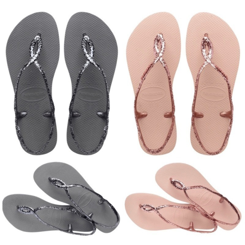 現貨 巴西人字拖Havaianas 女款 Luna premium II涼鞋/亮片灰/ 亮片芭蕾粉