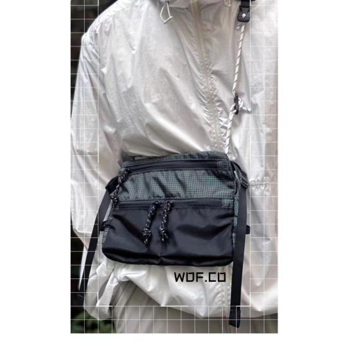 WDF.CO現貨｜2024韓國新款工裝6色格紋小方包│防潑水│隨身包│登山小包｜大容量｜戶外包｜輕量｜柔軟｜編織繩結