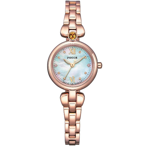 CITIZEN 星辰 Wicca 太陽能晶鑽女錶 週年慶送禮推薦-玫瑰金/23.5mm KP5-662-13