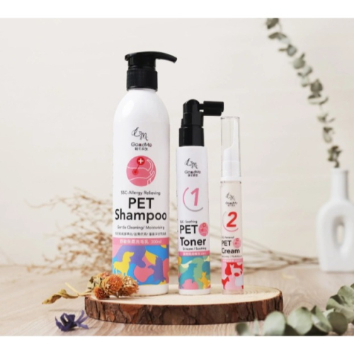 ??喵喵草花園???【GoodMo 歸毛家族】舒敏保濕洗毛乳300ml+護膚噴液+精萃修護霜組合