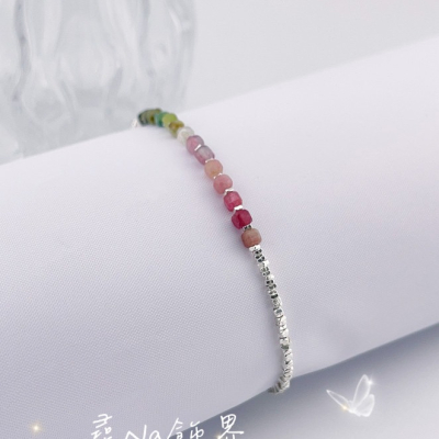 珍愛彩虹碧璽設計純銀手鍊