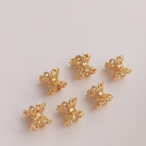 宏雲Hongyun-Ala-0801－－－14K包真金保色鏤空雙面花托手工串珠diy手鏈項鏈飾品配件手作材料