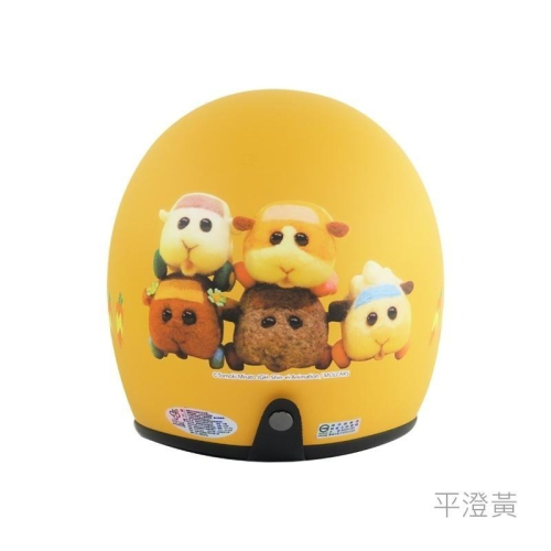 天竺鼠車車安全帽 騎士帽 澄黃 黑 復古帽 可拆洗 3/4