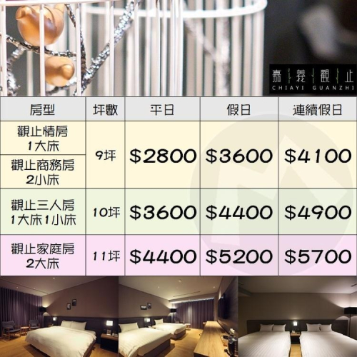 (瑪利歐旅遊網)觀止集團．嘉義觀止『觀止情房/商務房雙人住宿+2客早餐+浴缸+健身房』~阿里山、南故宮順路去