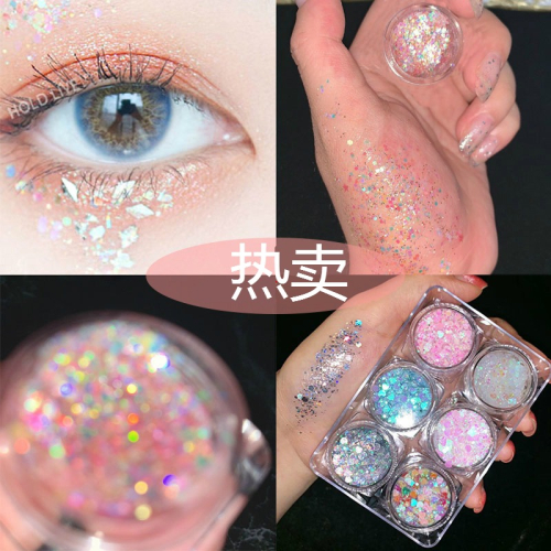 洛麗塔眼妝學生?喱眼影閃亮片眼部臉頰貼鉆璀璨美甲五角星少女心