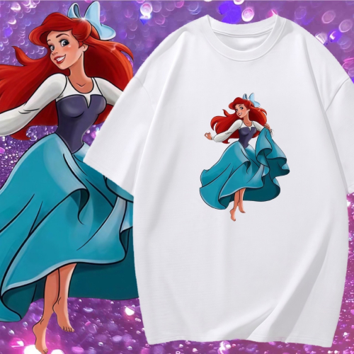 S-3XL大尺碼 海洋公主 小美人魚茉莉兒 短袖T恤女 oversize 衣服女裝 棉tee 情侶t