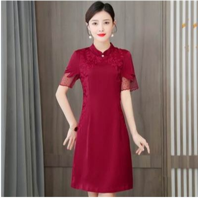 婚宴裝小個子改良旗袍女夏 婚禮媽媽禮服年輕高貴