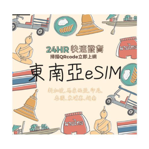 【168JAPAN】東南亞 eSIM 網路 (新加坡.馬來西亞.印尼.泰國) 高速上網 天數/多種方案 隨掃即用 免換卡