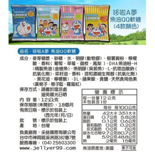 哆啦A夢 魚油QQ軟糖 12公克/包