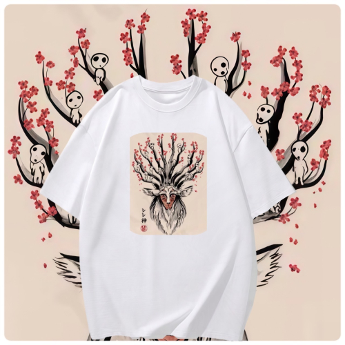 S-3XL大尺碼 魔法公主 山神 短袖T恤女 oversize 大碼上衣 棉tee 情侶裝