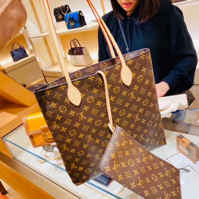 二手LV路易威登女包爆款春夏新款老花單肩子母包購物袋M45199