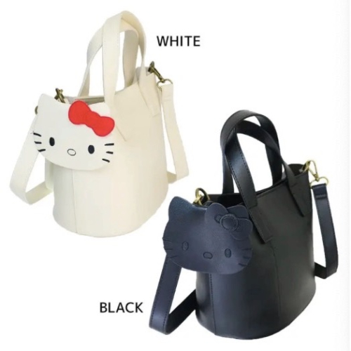 正品 ROOTOTE聯名三麗鷗hello kitty黑白色軟皮質單肩包 斜背包