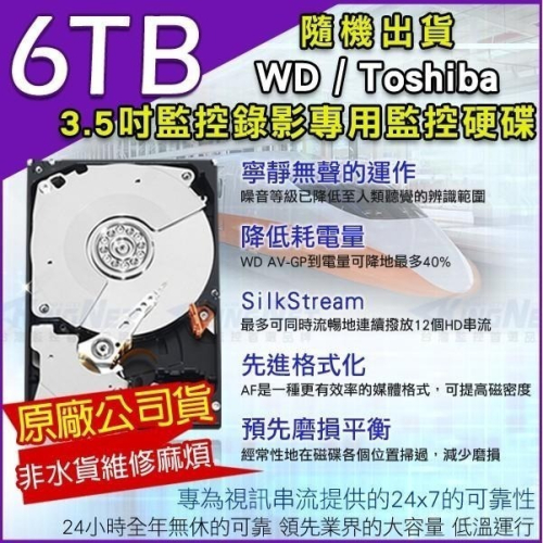 Z【無名】加購 WD Toshiba 紫標 監視器硬碟 監控專用 6T 6TB 3.5吋 SATA NVR DVR