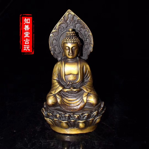 古玩雜項仿古銅器純銅釋迦摩尼如來佛祖小擺件銅器神像工藝品佛像