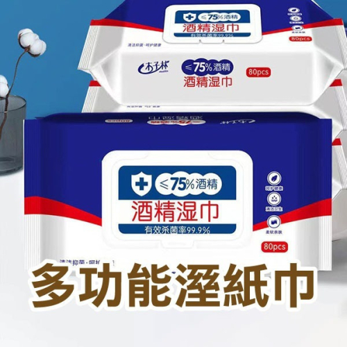 《多功能溼紙巾》75%酒精濕紙巾 80抽 酒精濕巾 酒精擦巾 消毒濕巾 濕紙巾 柔濕巾【飛兒】5-3-45