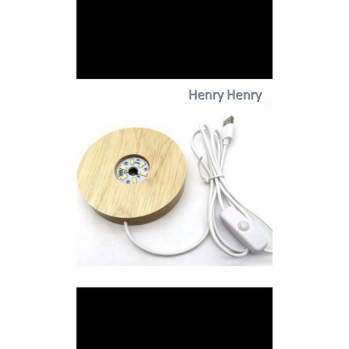 ?HENRY百貨?USB原木LED圓型燈座（七彩/暖/白）10cm實木彩色/LED發光底座/夜燈/鹽燈/展示品/收藏品