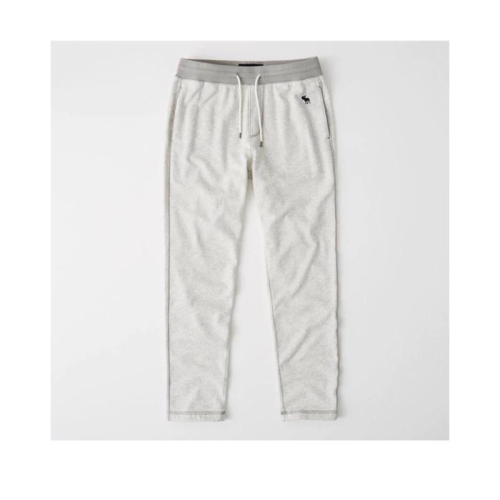 全新正品 A&F 經典標誌運動長褲 男士S號 AF麋鹿Logo休閒棉褲 淺麻灰