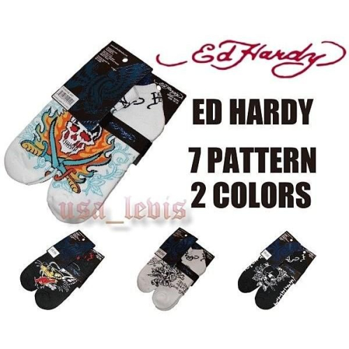 【美國Levis專賣】優惠ED HARDY 刺青圖案 黑 白 氣墊襪 短襪 棉襪 船型襪 隱型襪 毛巾運動襪