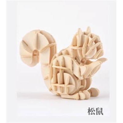 手工益智DIY立體紙質動物造型拼裝模型3D迷你手工紙雕模型材料包(貓頭鷹+松鼠)