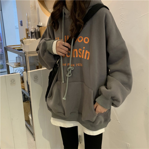 衛衣女秋季韓版ins潮原宿bf慵懶風waitmore百搭寬松連帽上衣
