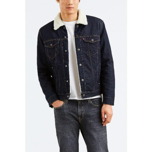【羊絨裡毛領XS-XXL鋪棉袖】美國LEVI S Sherpa Trucker Jacket 深藍原色牛仔外套保暖夾克