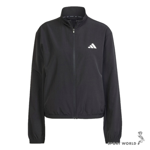 Adidas 立領外套 女裝 口袋 排汗 黑【運動世界】JD6539