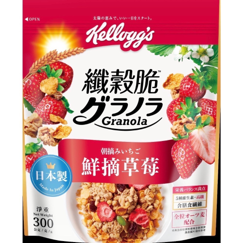 家樂氏纖穀脆日本榛果可可300g /日本鮮摘草莓300g