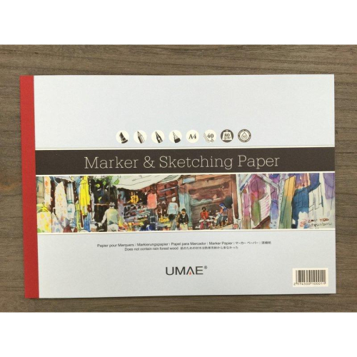 藝城美術~ UMAE 奧馬 速繪本 速寫本 素描本 A4 40張 適用麥克筆、素描、色鉛筆、沾水筆 代針筆 80g/m2