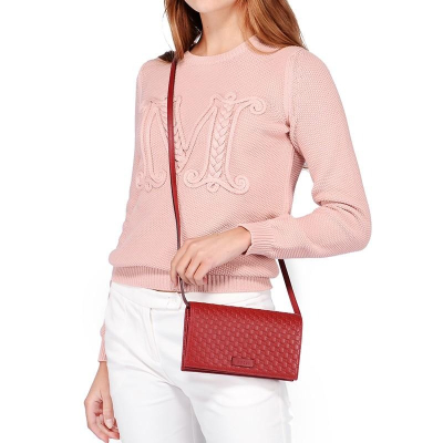 【二手99新】GUCCI 古馳女包 紅色雙G壓紋單肩包斜挎包 466507