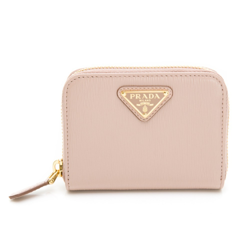 【PRADA 普拉達】 PRADA 金三角 水波紋 ㄇ拉雙層零錢包 __DVSHOP 保證正貨 台灣現貨不用等