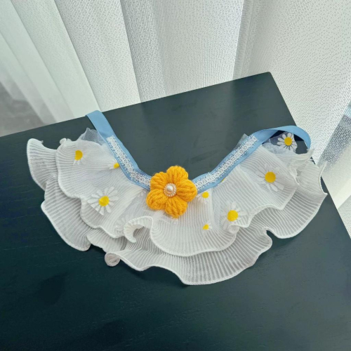 小清新 小雛菊領巾圍脖 猫咪圍脖領结寵物項圈口水巾裝飾品可愛拍照狗狗領巾口水巾