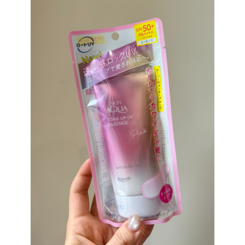 日本 新款 樂敦Rohto SKIN AQUA 膚色提亮精華防曬霜 SPF50+PA++++ 粉色 現貨